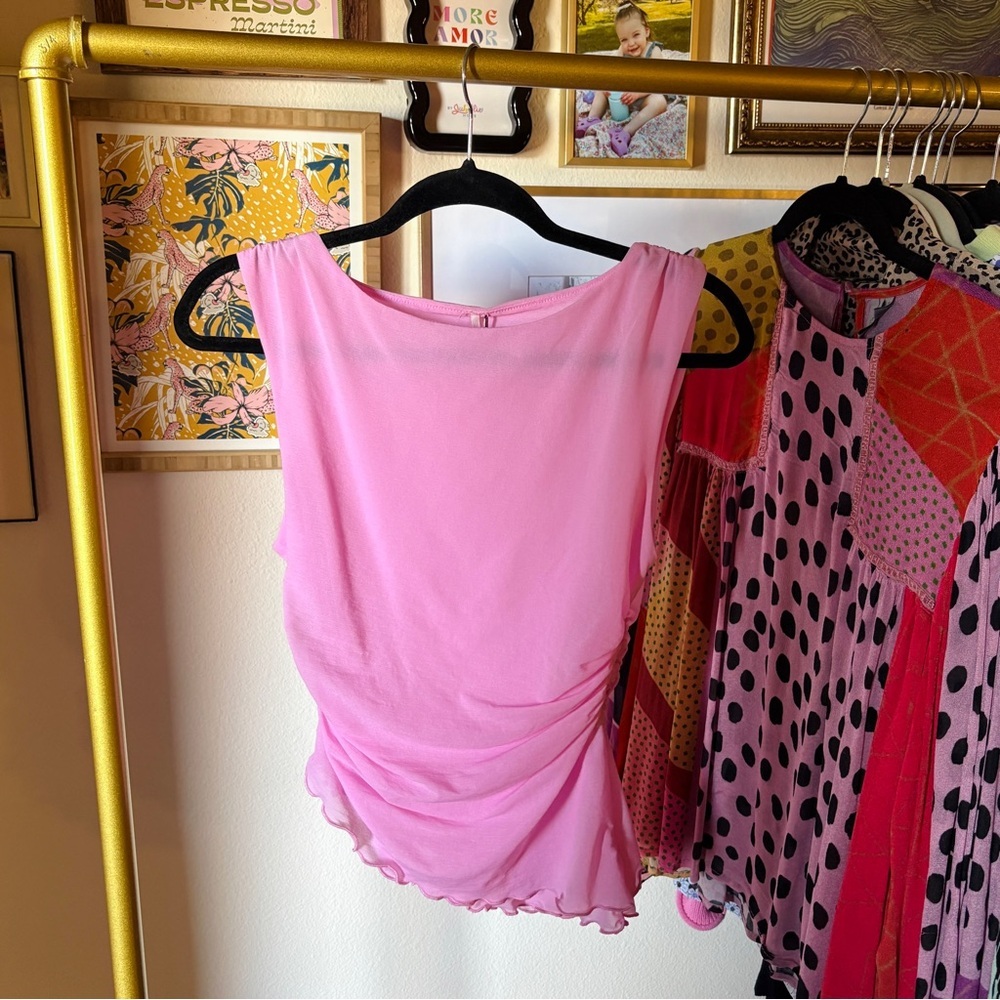 Free People Pink Ash Asymmetrical Tank Top